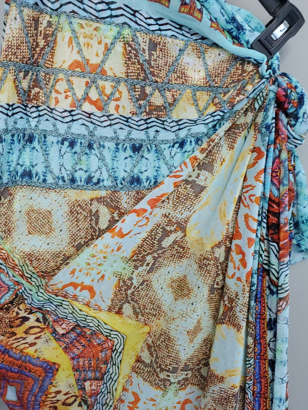 LULI FAMA Boho Turquoise Paisley Tie-Side Beach Swim Cover Up - Picture 6 of 6
